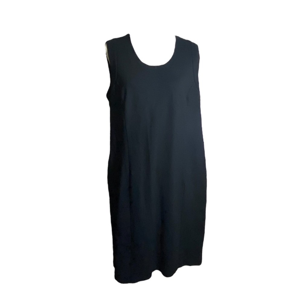 Coldwater Creek Black Sleeveless Ponte Knit Shift Sheath Dress Size 16